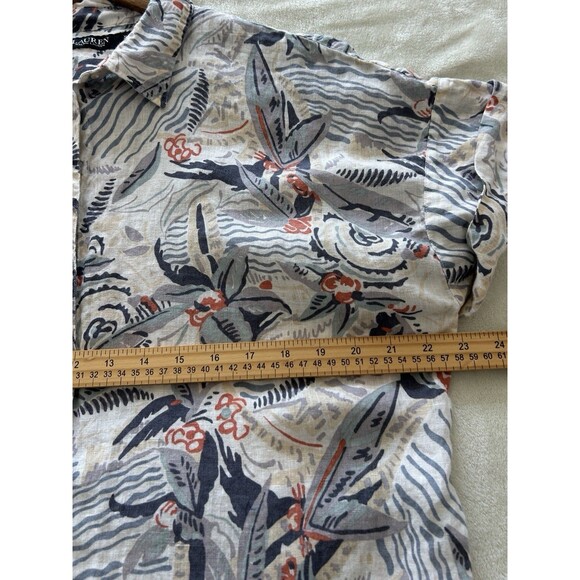 Lauren Ralph Lauren Womens XL Linen Button Up Shirt Tropical Floral Beach - Picture 9 of 10